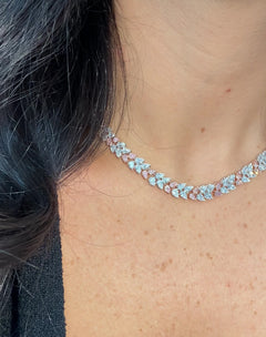 27 Carat Alternating Pink and Colorless Pear Diamond Necklace