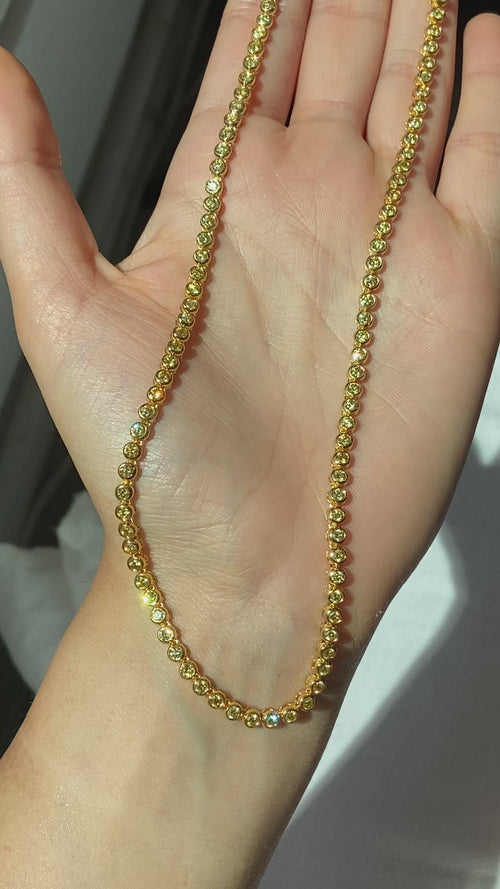 Intense Yellow Round Diamond Bezel Set Necklace