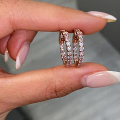 Pink Round Diamond Mini Hoop Earrings