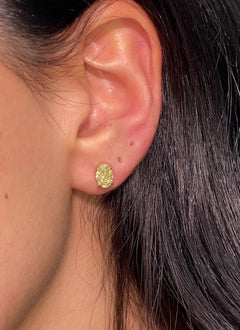 1ct Each Light Yellow Oval Diamond Studs