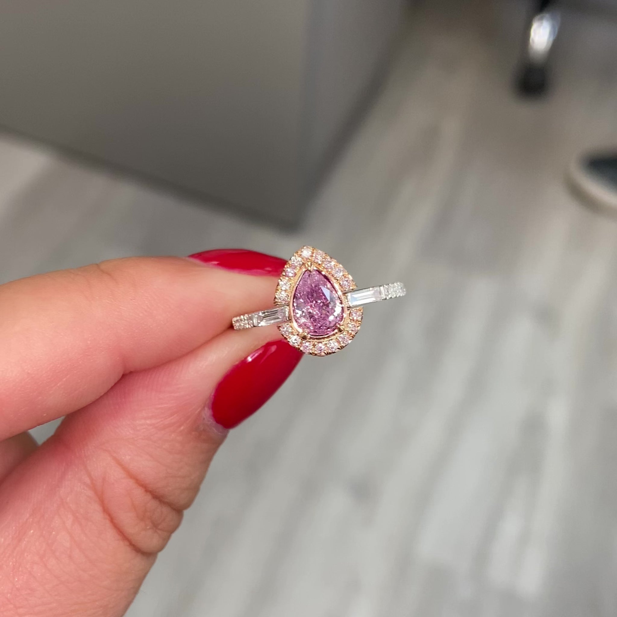 Fancy intense purple pink diamond ring. fancy intense purple pink diamond.