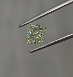 2.00ct Fancy Light Grayish Yellowish Green Elongated Radiant Cut Diamond