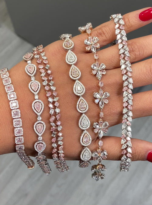 Pink Diamond Halo Bracelet