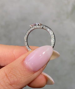 Pink Pear Diamond Platinum Spiral Ring