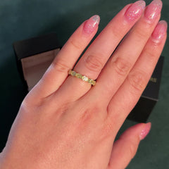 Yellow diamond oval diamond wedding band 