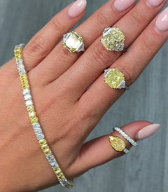 5 Carat Yellow Emerald Diamond Engagement Ring