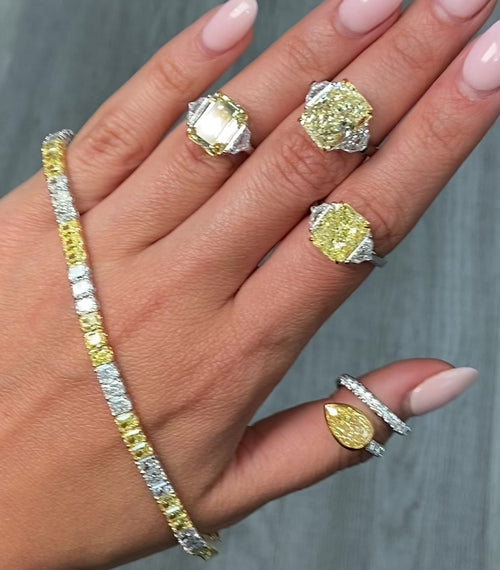 5 Carat Yellow Emerald Diamond Engagement Ring