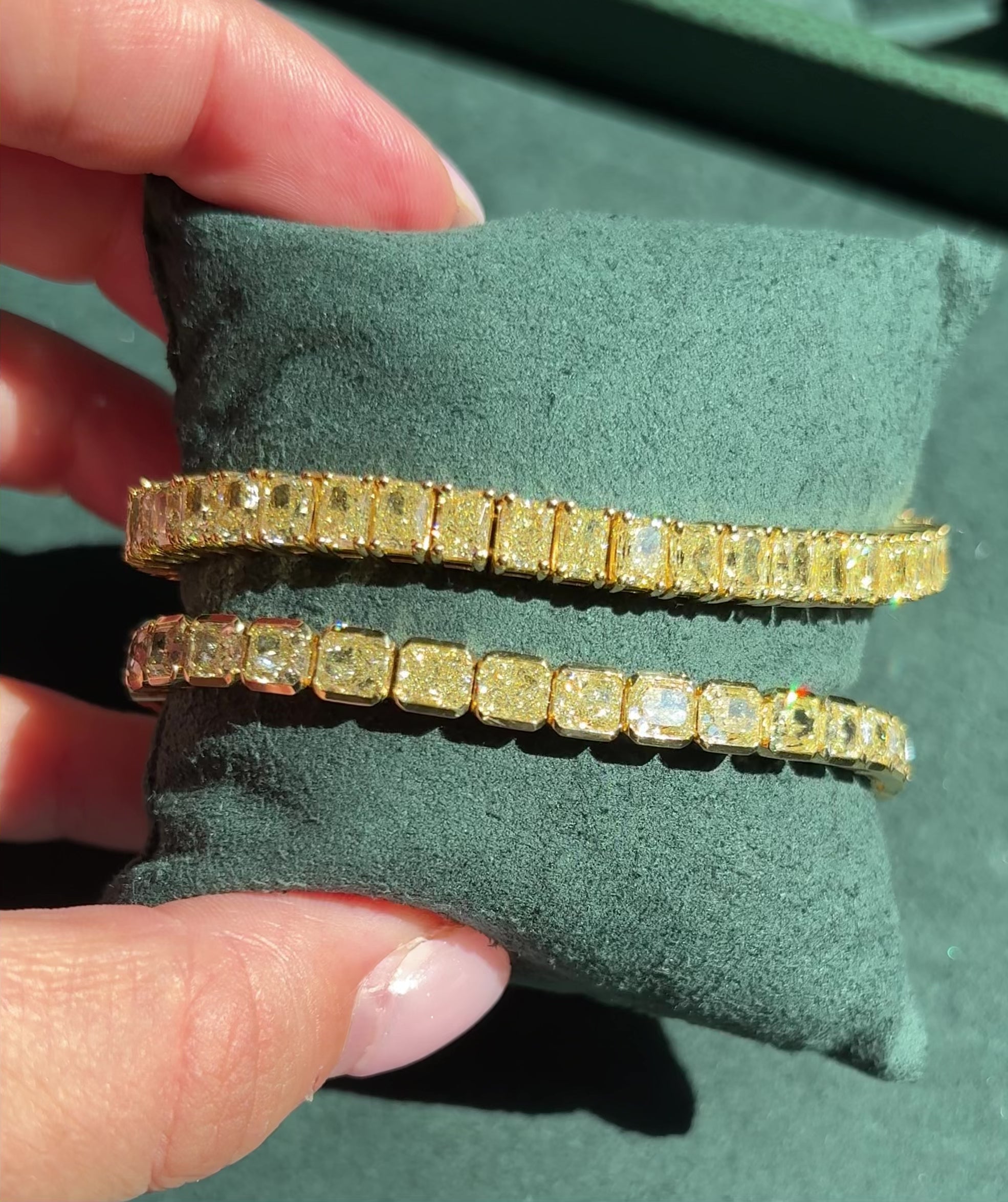 Fancy intense yellow diamond bracelet video