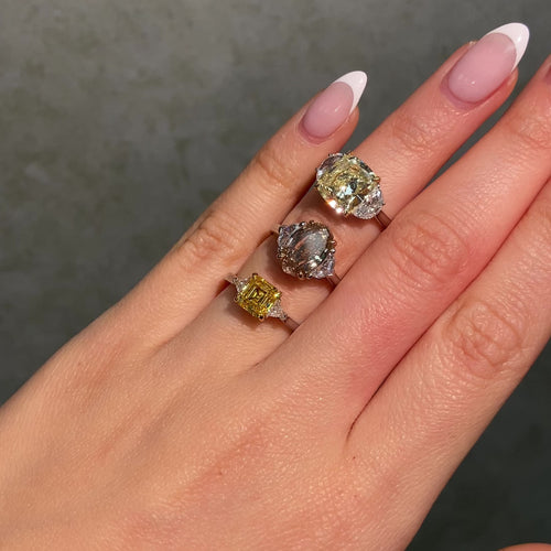 3 Carat Fancy Brown-Yellow Step Oval Diamond Engagement Ring