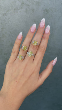 3.9ct Elongated Radiant Yellow Diamond Engagement Ring