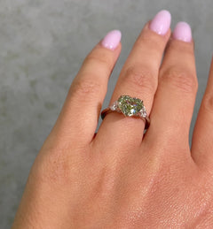 3 Carat Green Heart Diamond Engagement Ring