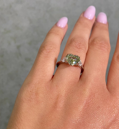 3 Carat Green Heart Diamond Engagement Ring