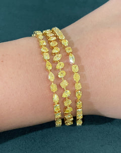 7 Carat Fancy Yellow Mixed Shape Tennis Bracelet