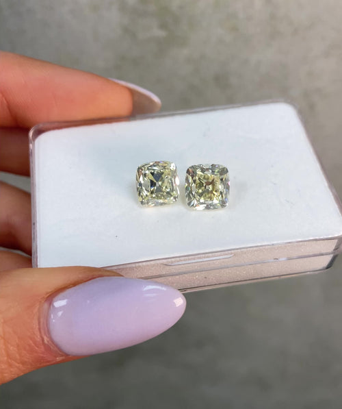3 Carat Each Light Yellow Antique Cushion Cut Diamonds - Loose