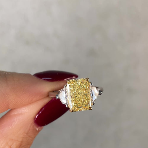 3 Carat Radiant Yellow Diamond Engagement Ring
