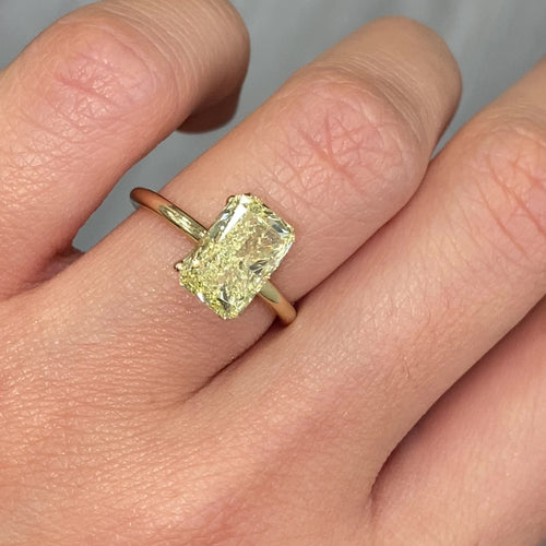 3.26 Carat Fancy Yellow Elongated Radiant Cut Diamond