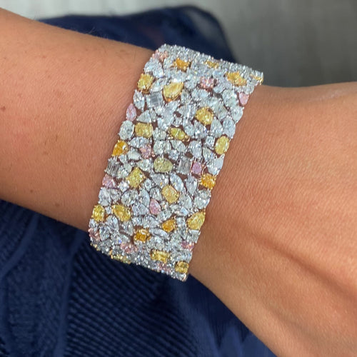 Fancy Color and White Diamond Carpet Bracelet
