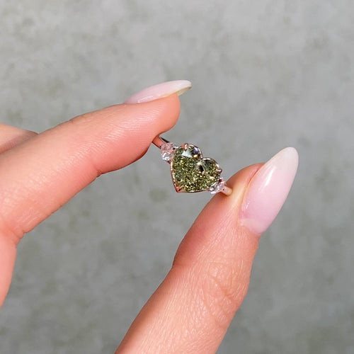 3 Carat Green Heart Diamond Engagement Ring