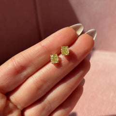 Fancy Yellow Elongated Cushion Diamond Studs
