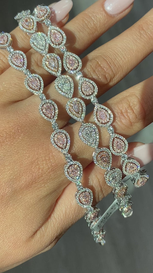 4ct Pink Pear Diamond Halo Bracelet