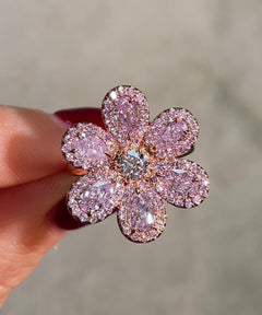 Video of pink diamond flower ring 
