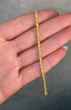 4.4 Carat Fancy Intense Yellow Cushion Diamond Tennis Bracelet