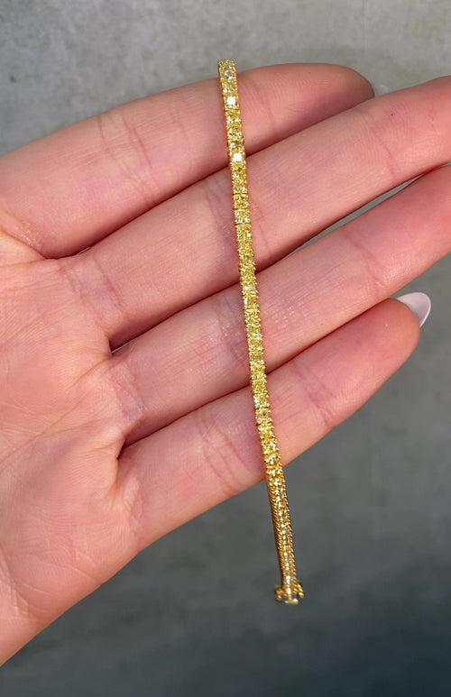 4.4 Carat Fancy Intense Yellow Cushion Diamond Tennis Bracelet