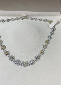 Fine multicolor natural diamond necklace.