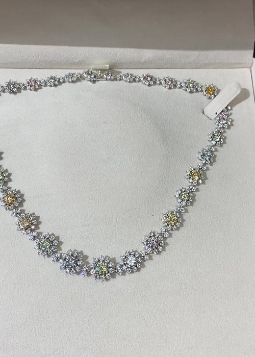Fine multicolor natural diamond necklace.