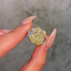 11.11ct Fancy Light Yellow Elongated Radiant Diamond Engagement Ring