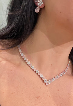 17 Carat Alternating Pink and Colorless Diamond Riviera Necklace