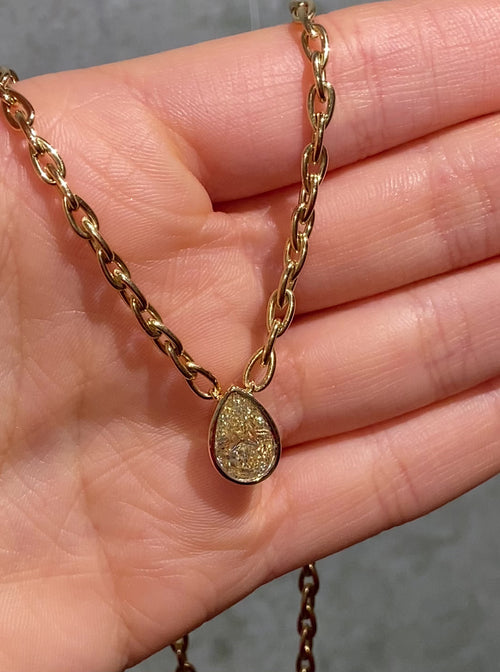 3 Carat Light Yellow Pear Diamond Bezel Pendant