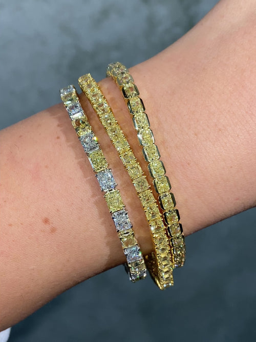 17 Carat Fancy Yellow Asscher Diamond Bracelet