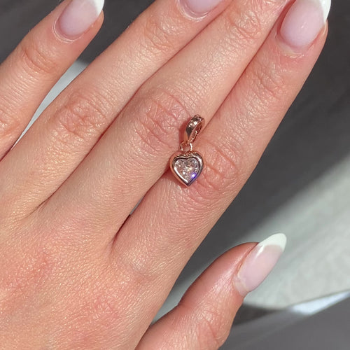 Pink Heart Shape Diamond Charm