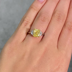 2.5 Fancy Yellow Cushion Diamond Engagement Ring