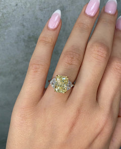 5 Carat Yellow Elonagted Radiant Diamond Engagement Ring