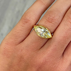 Fancy Yellow Marquise Diamond East West Bezel Ring