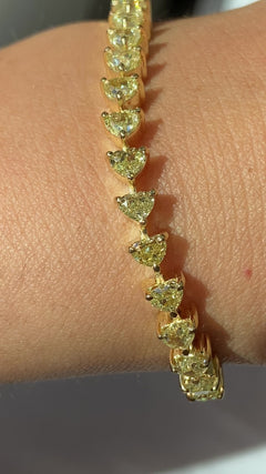 Yellow Heart Diamond Tennis Bracelet