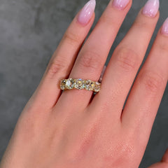 5 Carat Yellow Diamond Antique Cushion Diamond Half Eternity Band