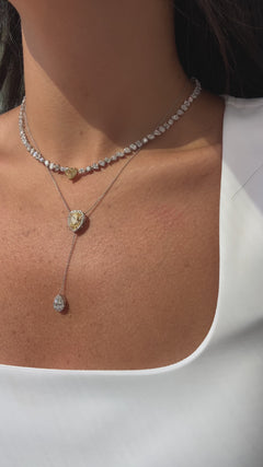 Yellow Pear Diamond Lariat Necklace