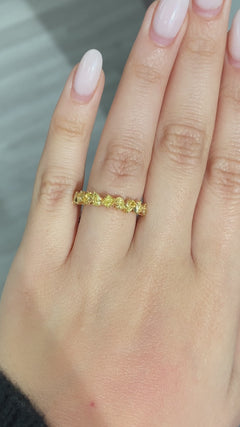 2 carat Fancy Intense Yellow Diamonds Half Eternity Band 