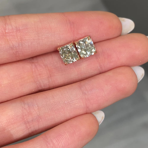 3.52ct Green Diamond Chameleon Radiant Studs