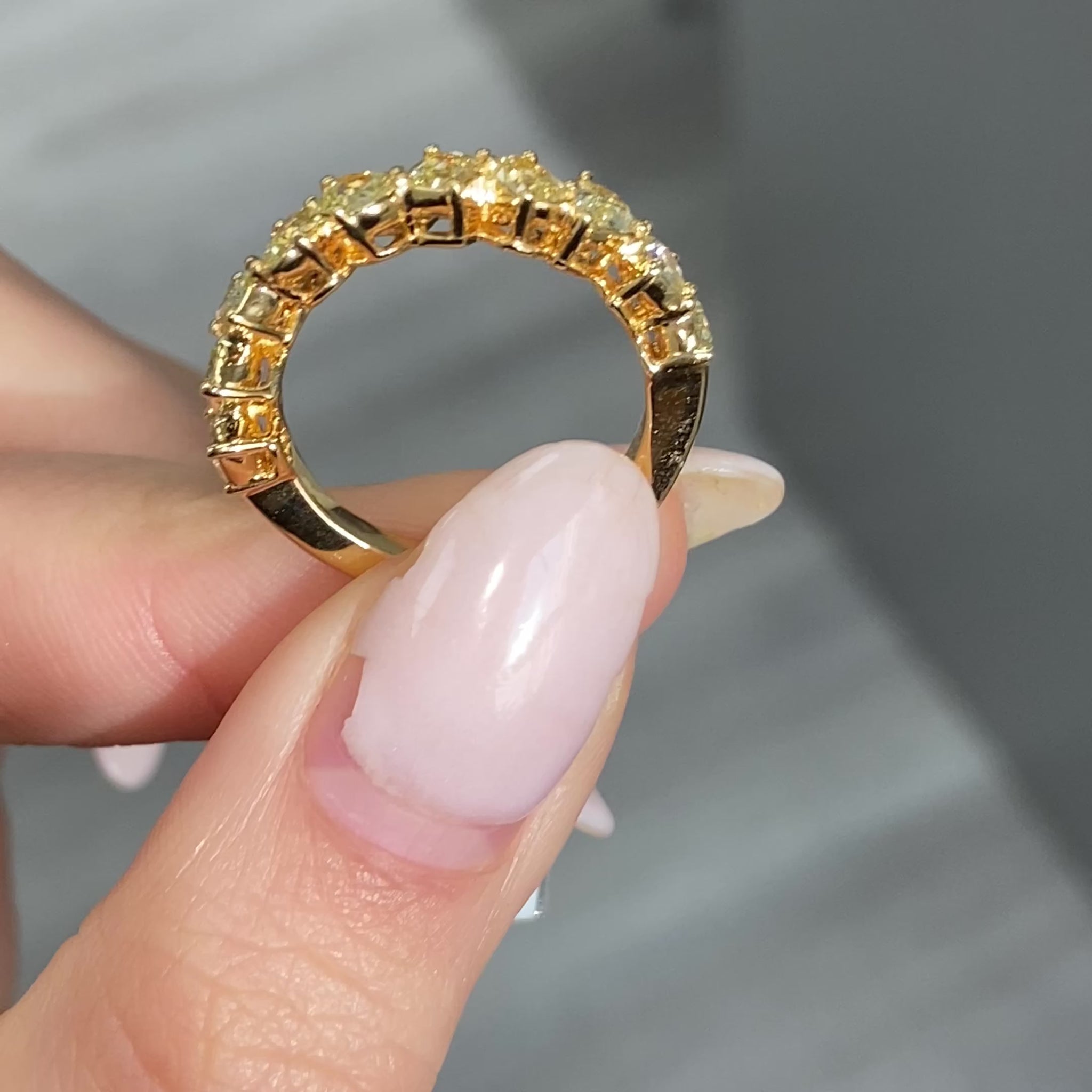 2 carat Fancy Intense Yellow Diamonds Half Eternity Band 