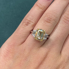 5 Carat Champagne Emerald Diamond Engagement Ring