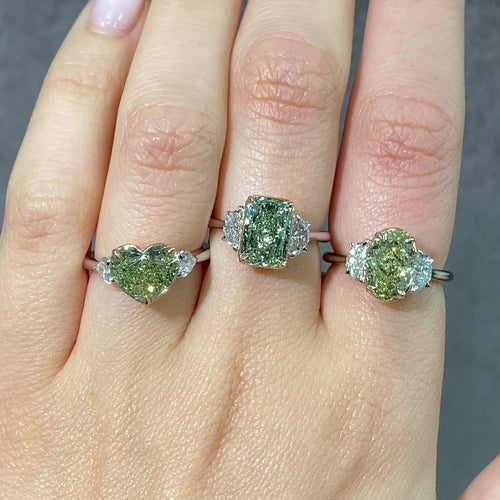 3 Carat Green Heart Diamond Engagement Ring