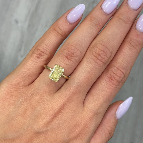 3.26 Carat Fancy Yellow Elongated Radiant Cut Diamond