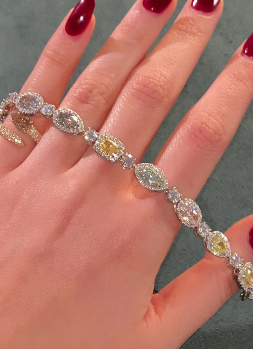 16 Carat Rare Multi Color Diamond Halo Bracelet