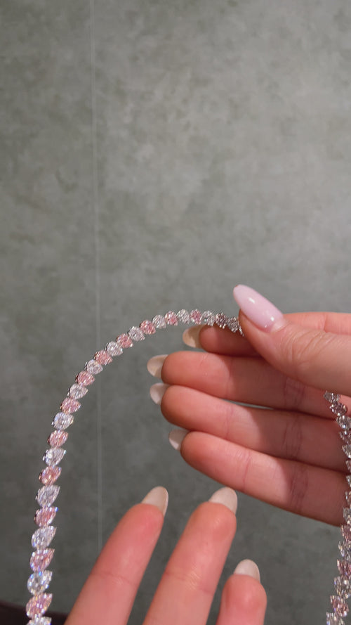 17 Carat Alternating Pink and Colorless Diamond Riviera Necklace