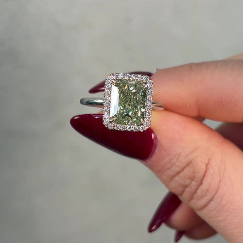 4 Carat Pink Halo Green Diamond Engagement Ring