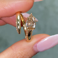 Champagne Diamond Side Pavé Spiral Pinky Ring